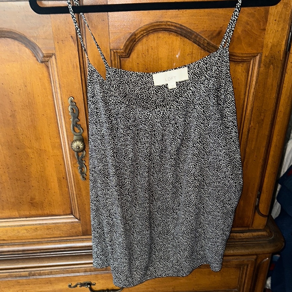 LOFT black and white dotted Camisole Relaxed Fit Top